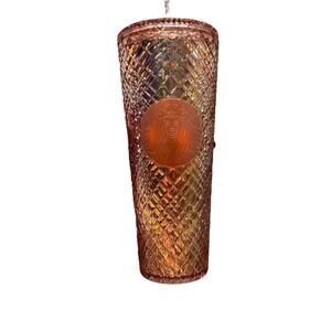 Starbucks 2021 Winter Holiday Jeweled 24oz Cold Tumbler‎ Rose Gold Venti NWT